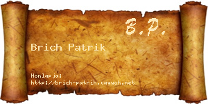 Brich Patrik névjegykártya